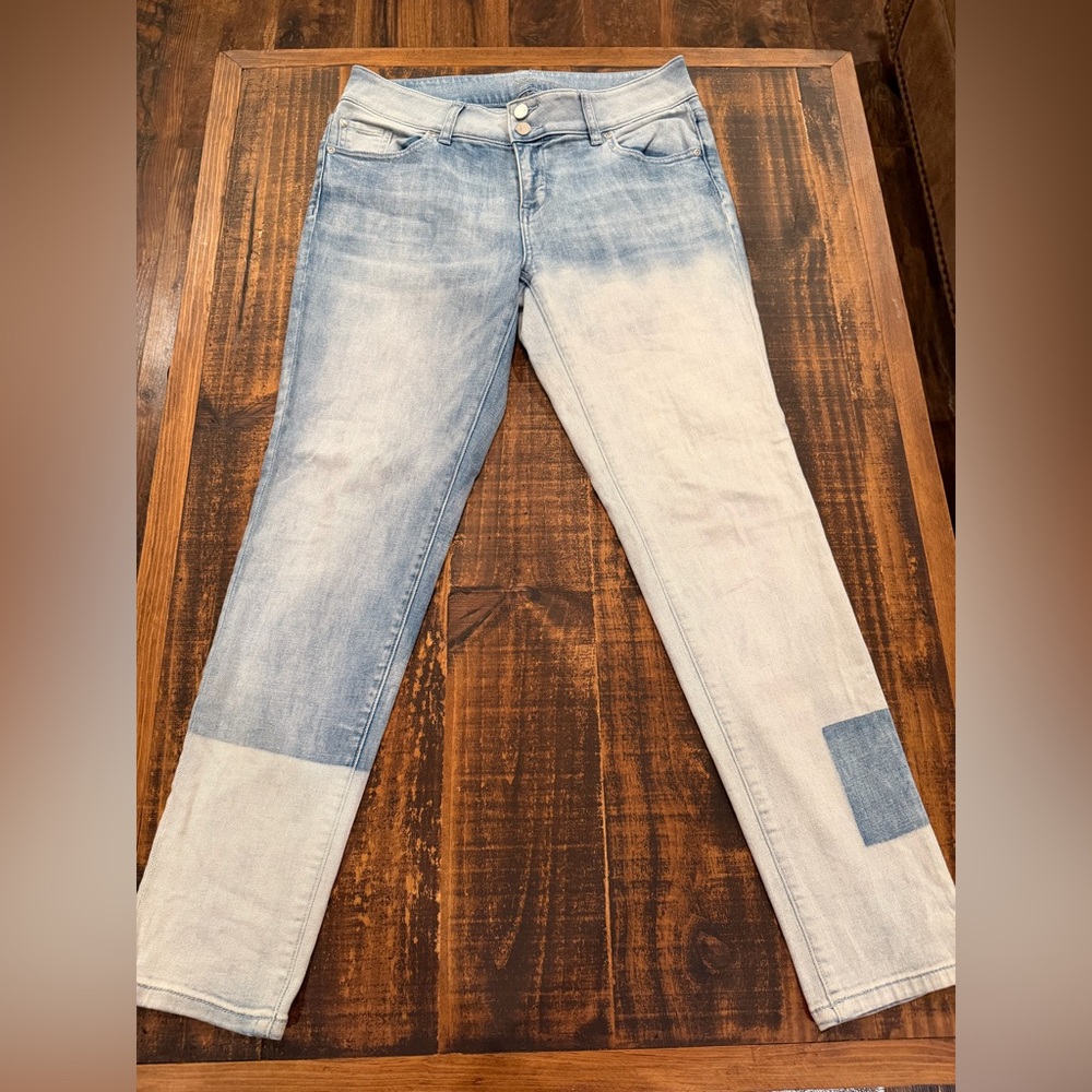 Two-Tone Light and Medium Wash Skinny Jeans